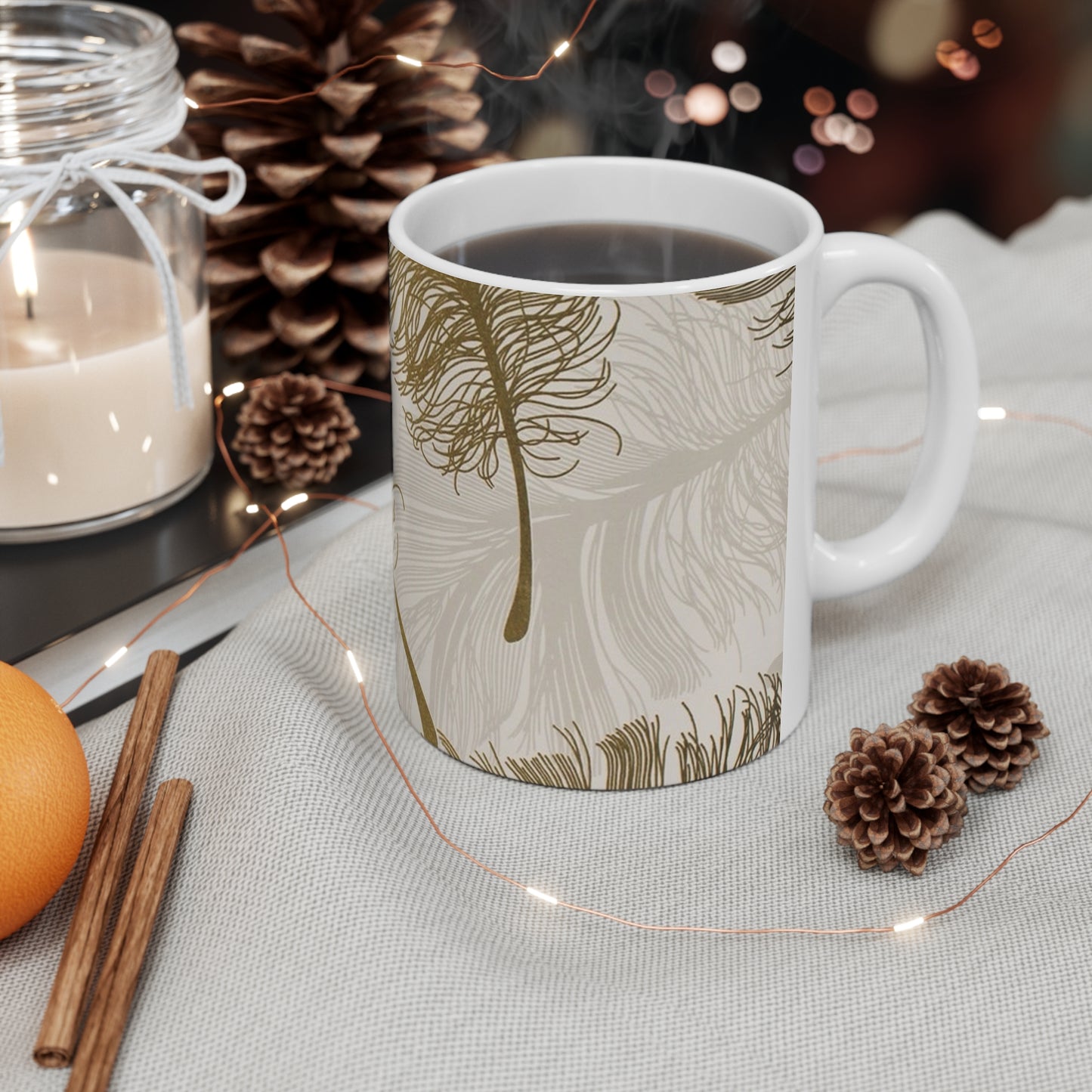 Golden Feathers - Inovax Ceramic Mug 11oz