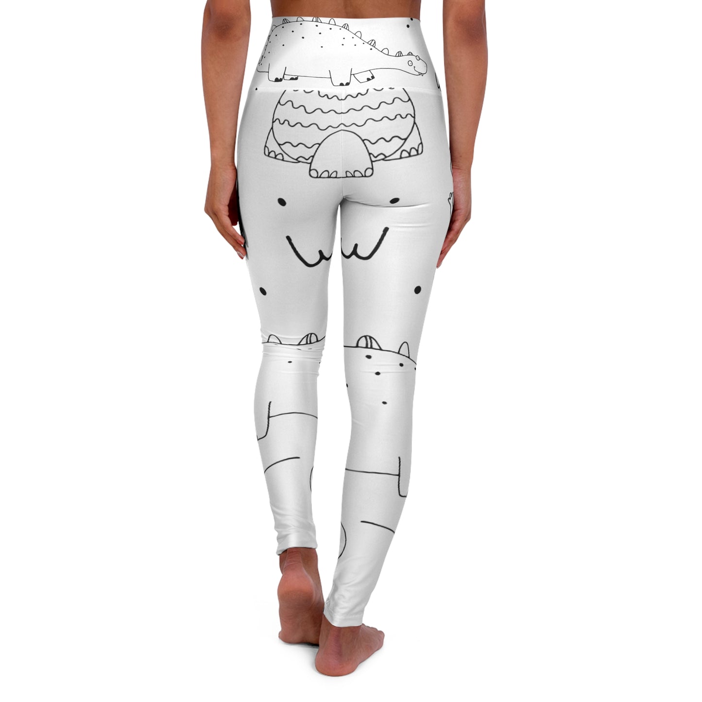 Doodle Dinosours - Inovax High Waisted Yoga Leggings