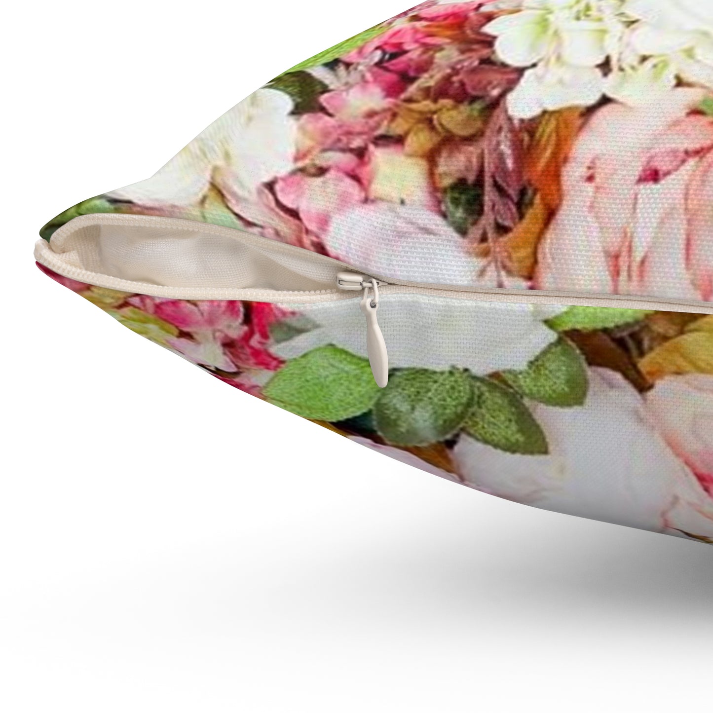 Fleurs roses - Oreiller carré en polyester filé Inovax