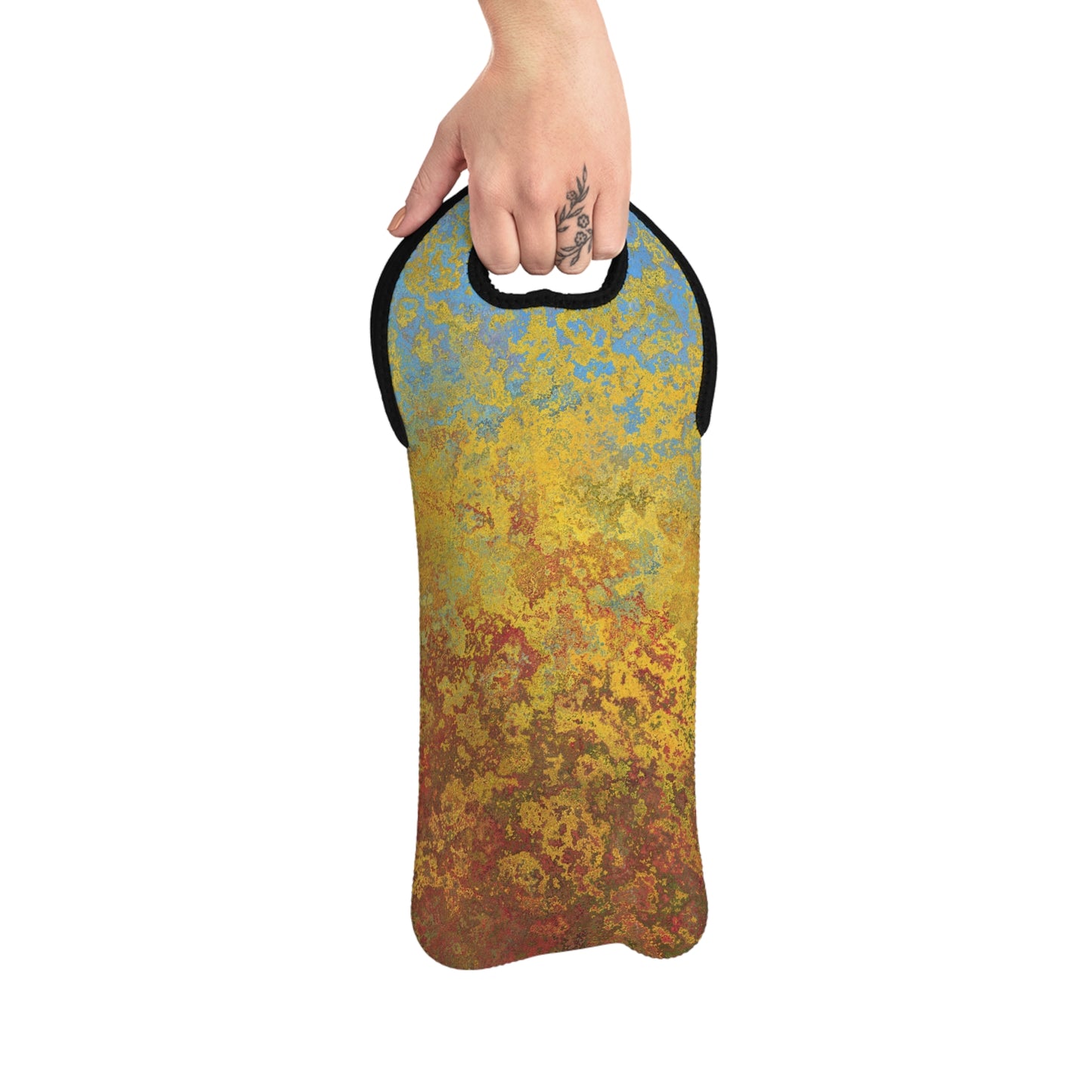 Gold and blue spots - Inovax Wine Tote Bag