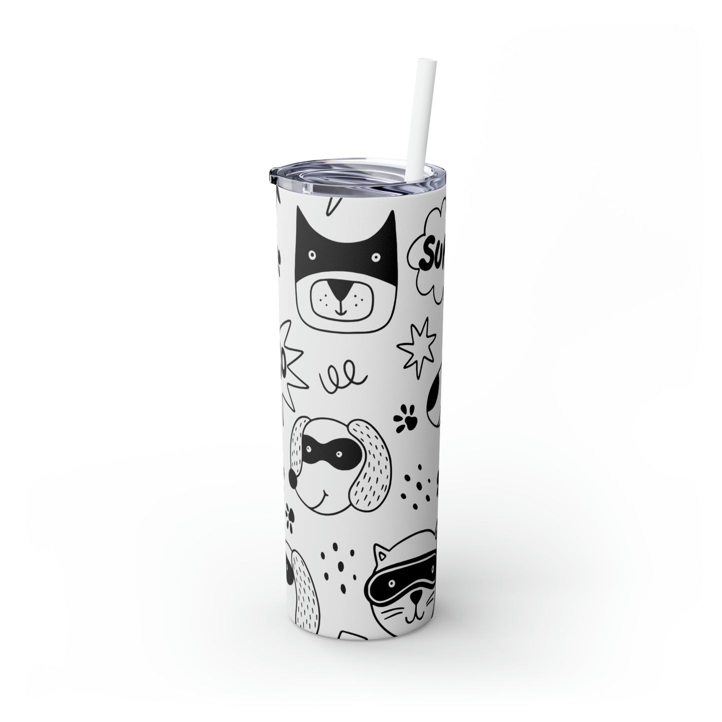 Doodle Dogs & Cats - Inovax Maars® Skinny Tumbler with Straw 20oz