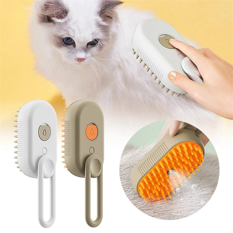 Cepillo de vapor para gatos, cepillo humeante para perros 3 en 1, cepillos eléctricos para el pelo de gatos con pulverizador para masaje, peine para el cuidado de mascotas, peines para depilación, productos para mascotas