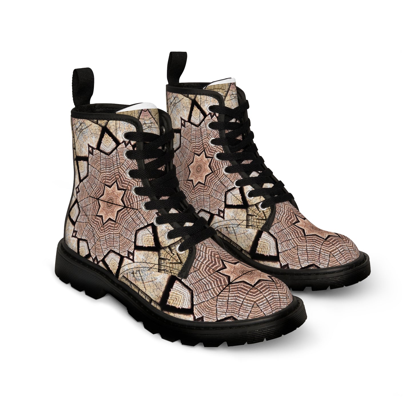 Mandala Marron - Bottines en toile pour femme Inovax