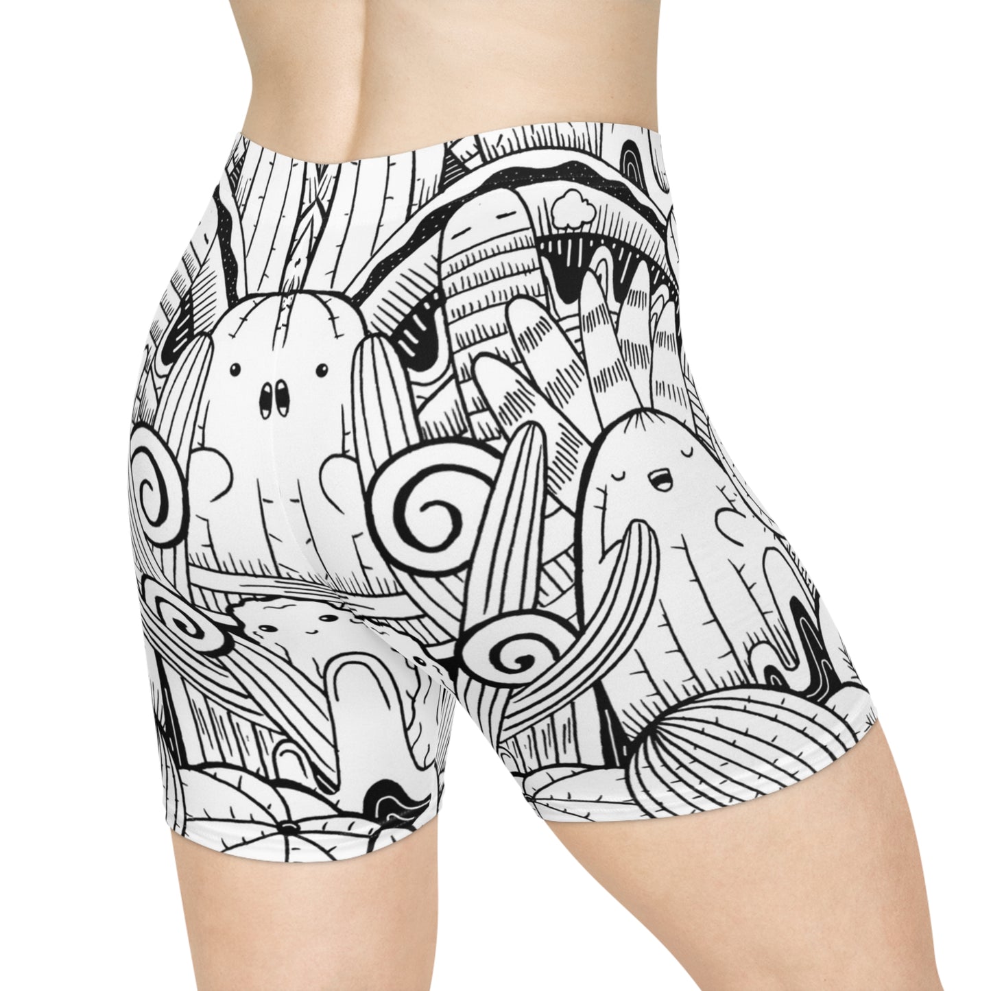 Doodle Cactus - Inovax Women's Biker Shorts