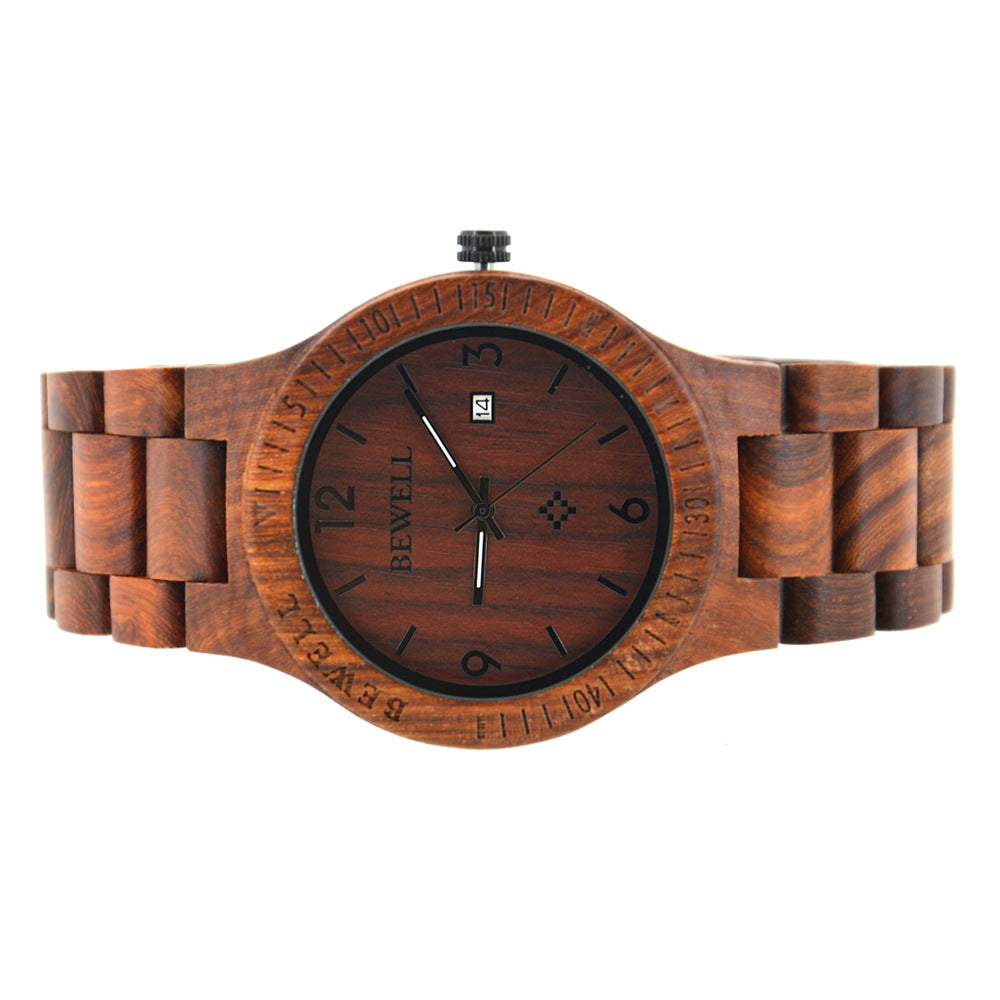 Reloj de madera de sándalo.