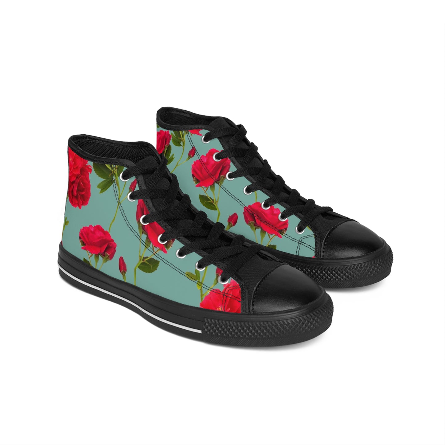 Flores rojas y azules - Zapatillas Clásicas Inovax Mujer