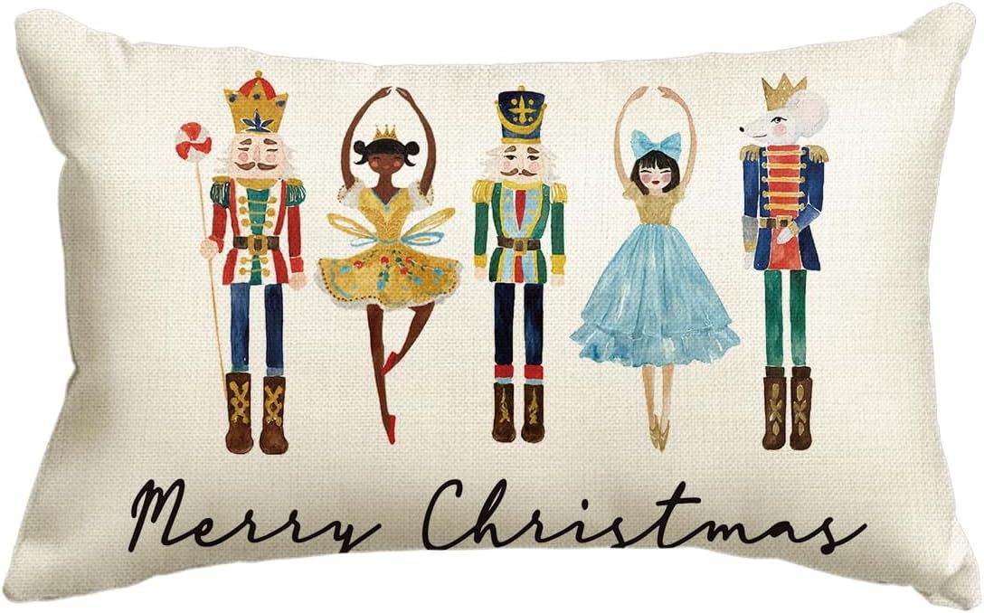 Funda de almohada de lino sencilla para Navidad, decoración para el sofá del hogar