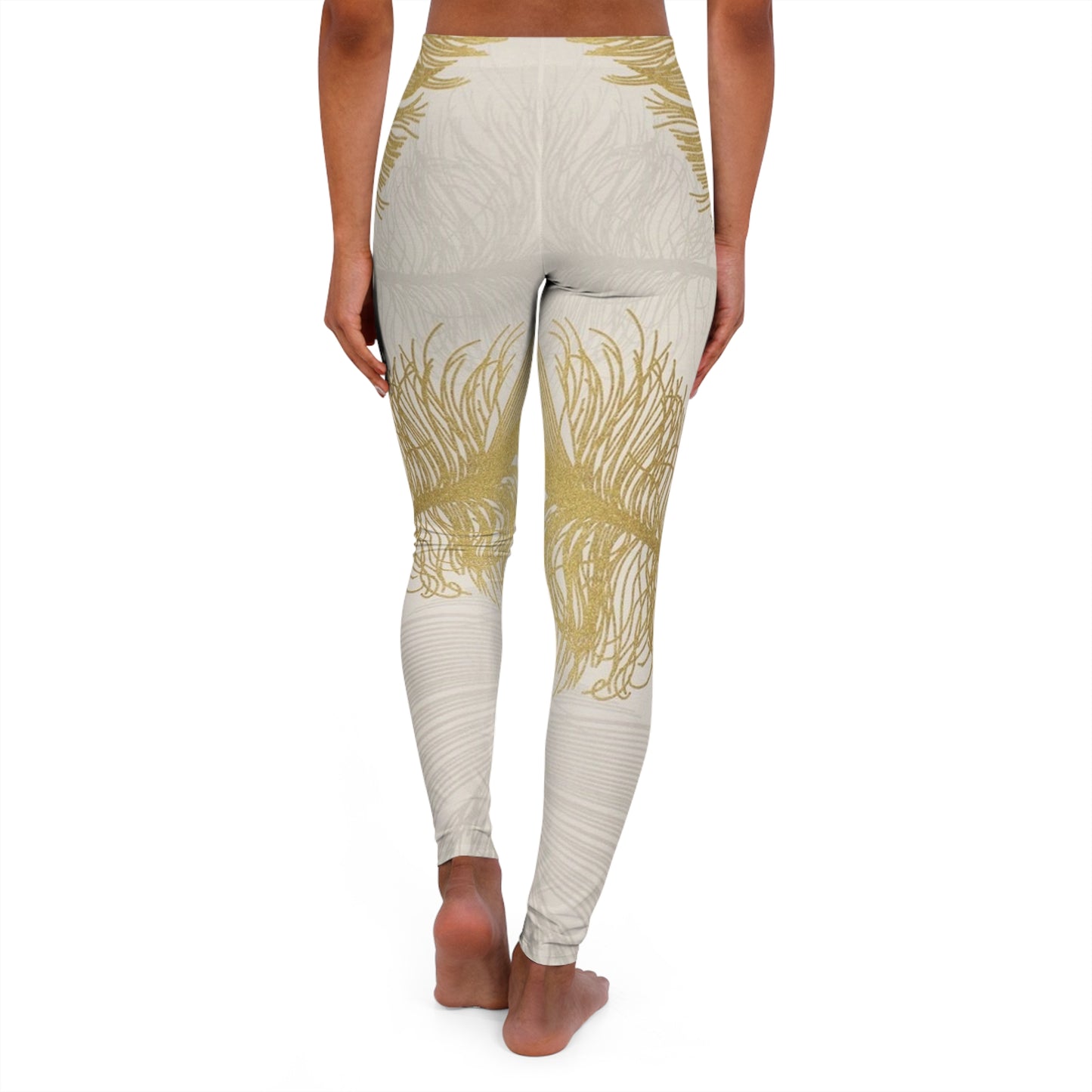 Plumas doradas - Leggings de spandex para mujer Inovax