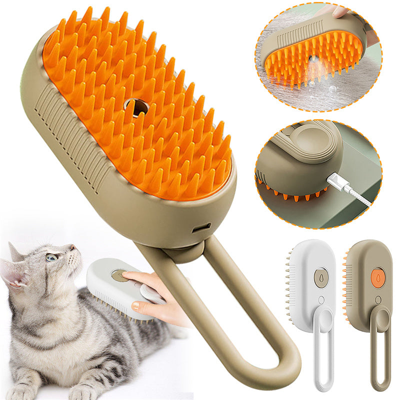 Cepillo de vapor para gatos, cepillo humeante para perros 3 en 1, cepillos eléctricos para el pelo de gatos con pulverizador para masaje, peine para el cuidado de mascotas, peines para depilación, productos para mascotas