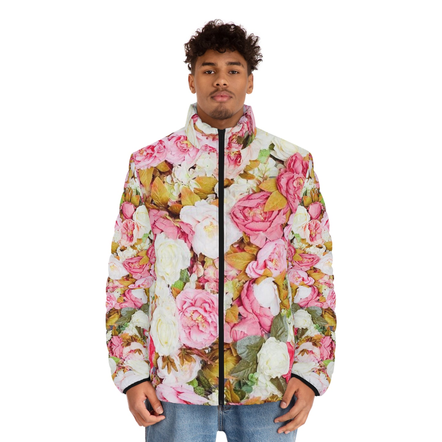 Pink Flowers - Men's Puffer Jacket