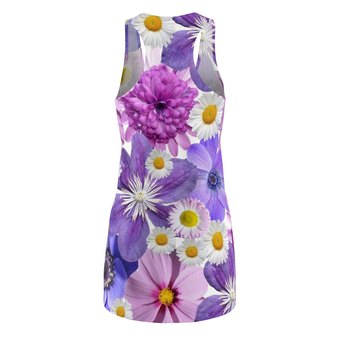 Purple Flowers - Inovax Women's Cut & Sew Racerback Dress