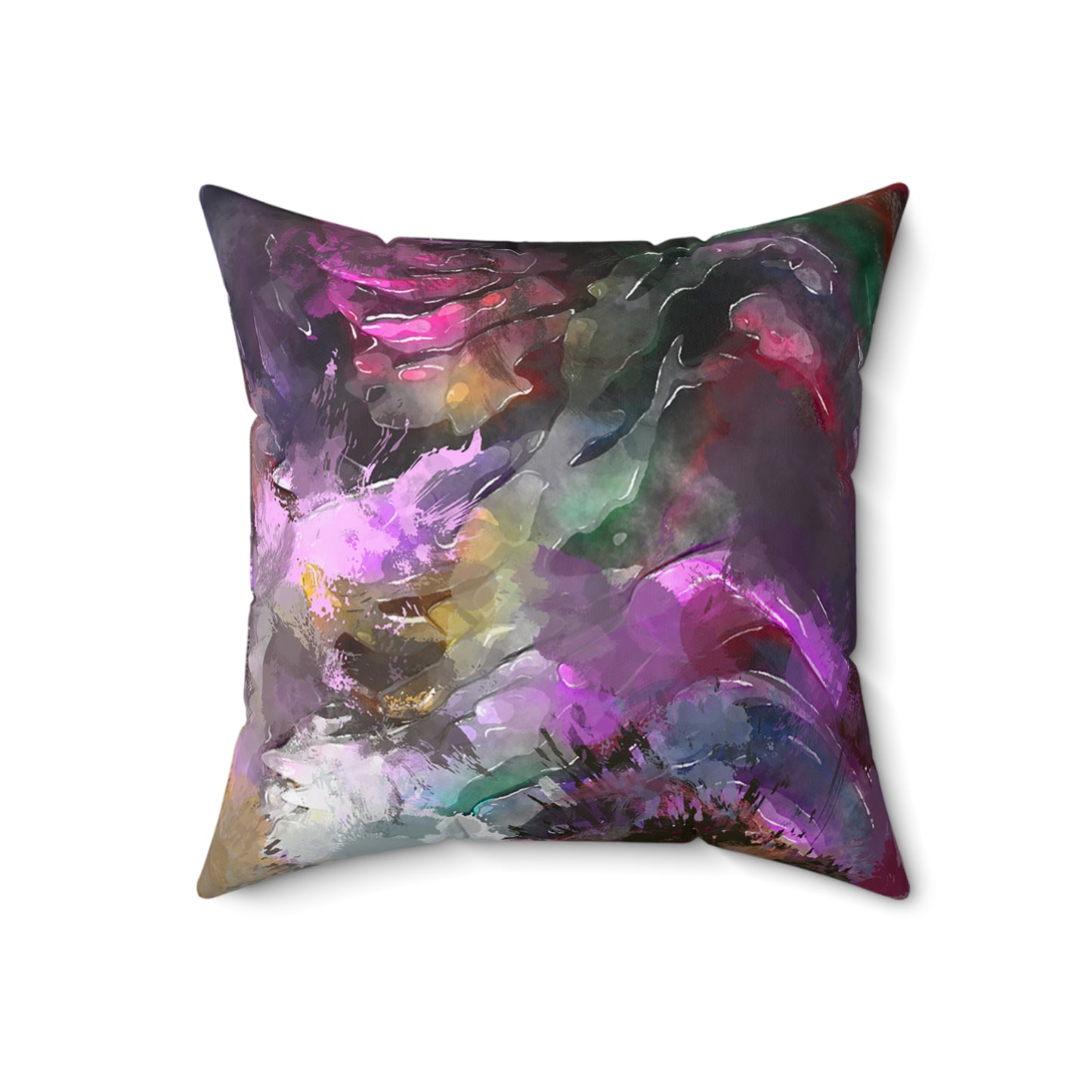 Pintura morada - Almohada cuadrada de poliéster hilado Inovax