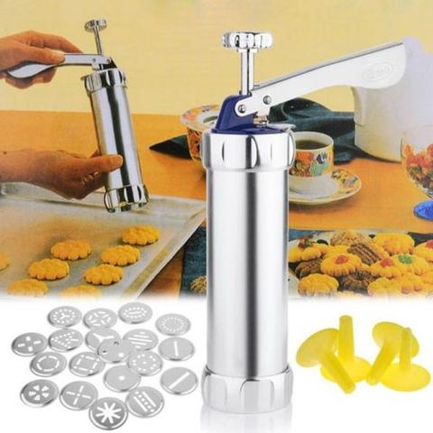 Domestic Cookie Press Kit Stainless Steel Cookie Press Making Gun Biscuits Cake Mold