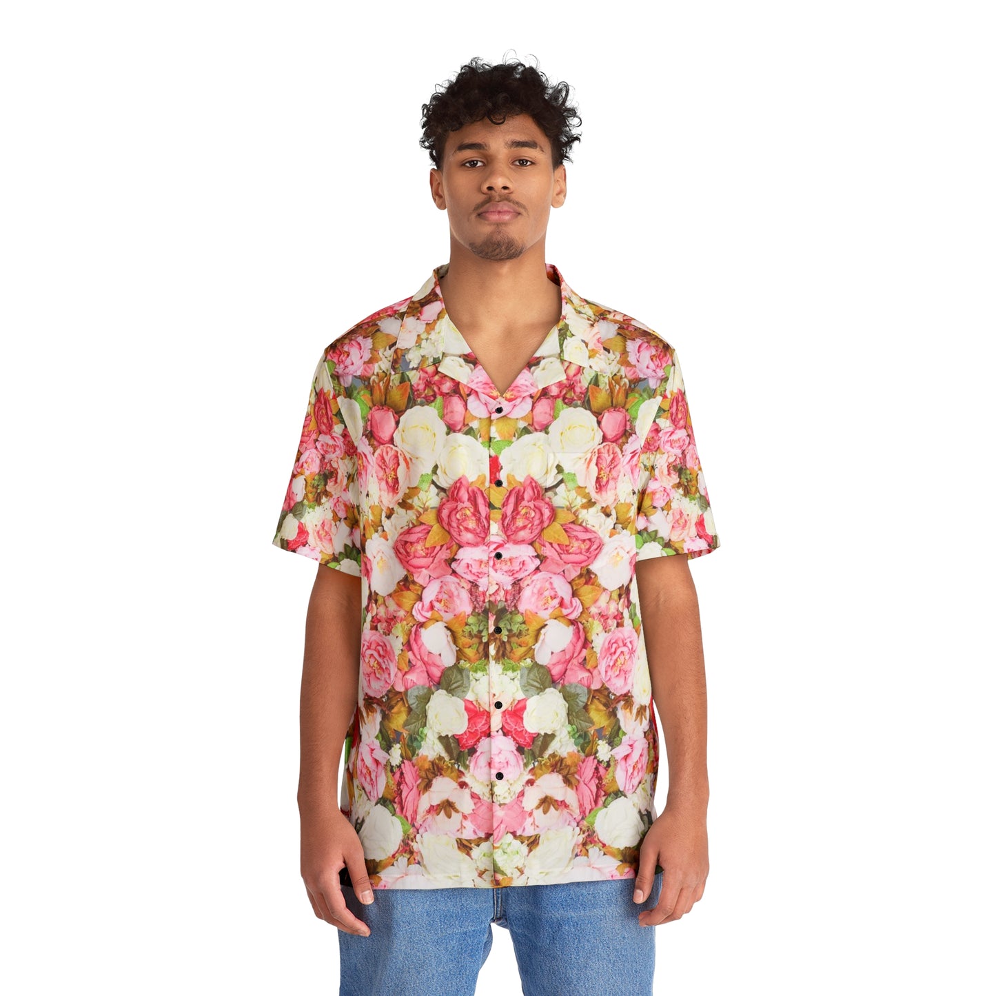 Fleurs roses - Chemise hawaïenne pour hommes Inovax