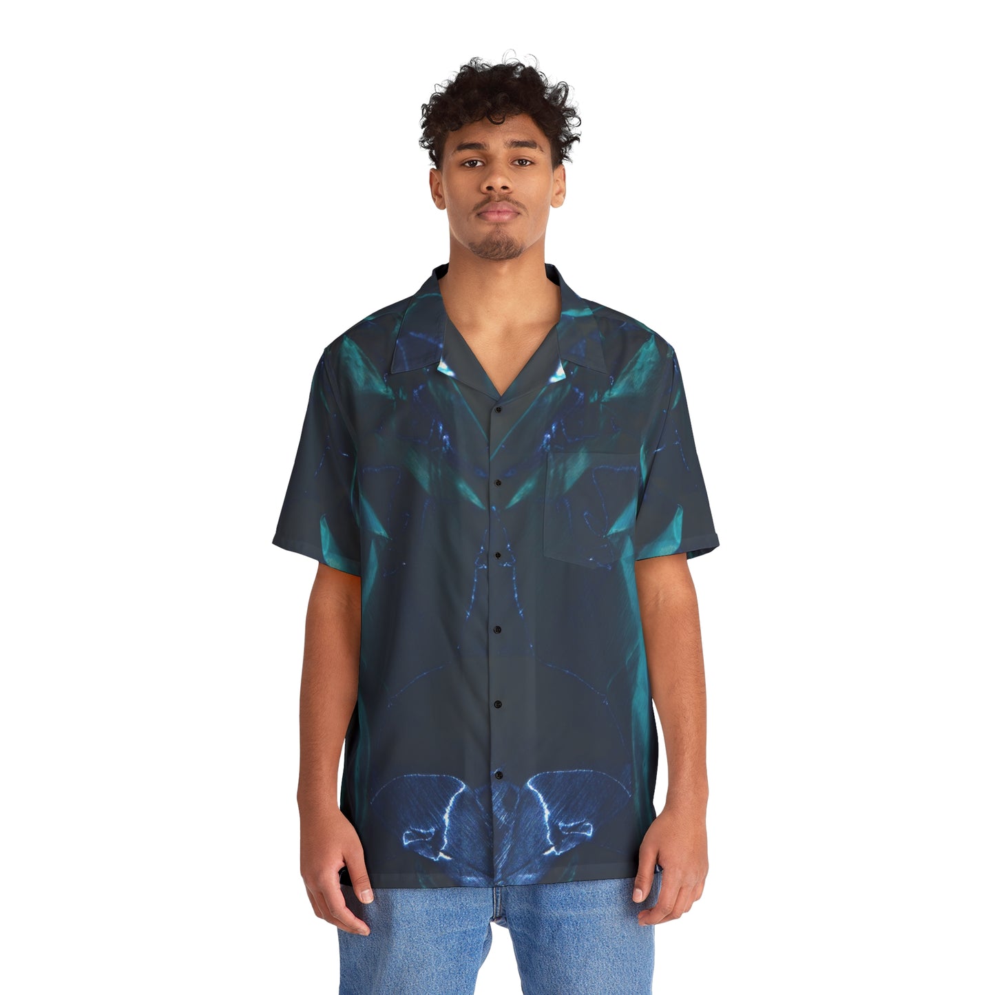 Azul Metálico - Camisa hawaiana hombre Inovax