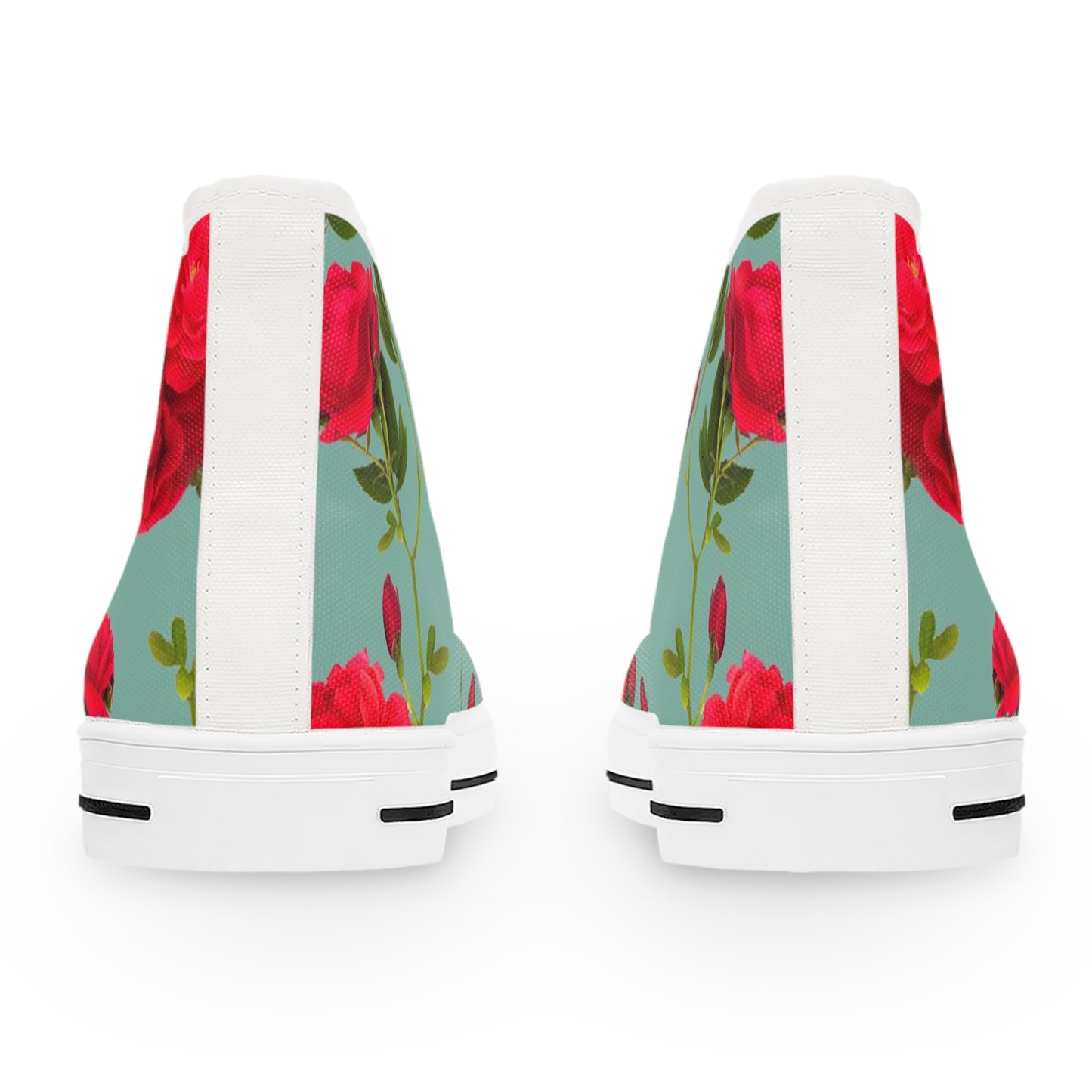 Red Flowers and blue - Inovax Women's Hight Top Sneakers