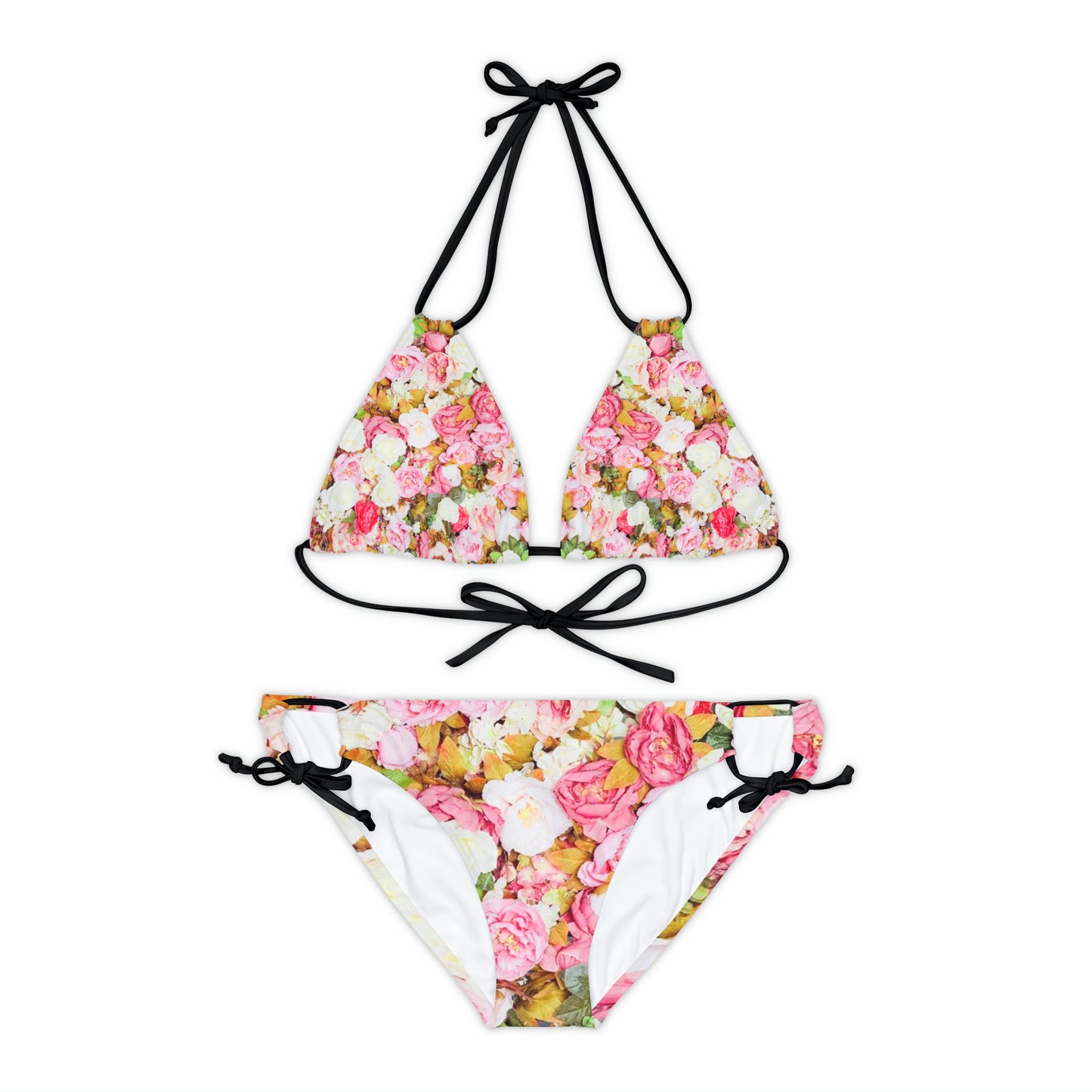 Flores rosas - Conjunto de bikini con tiras Inovax