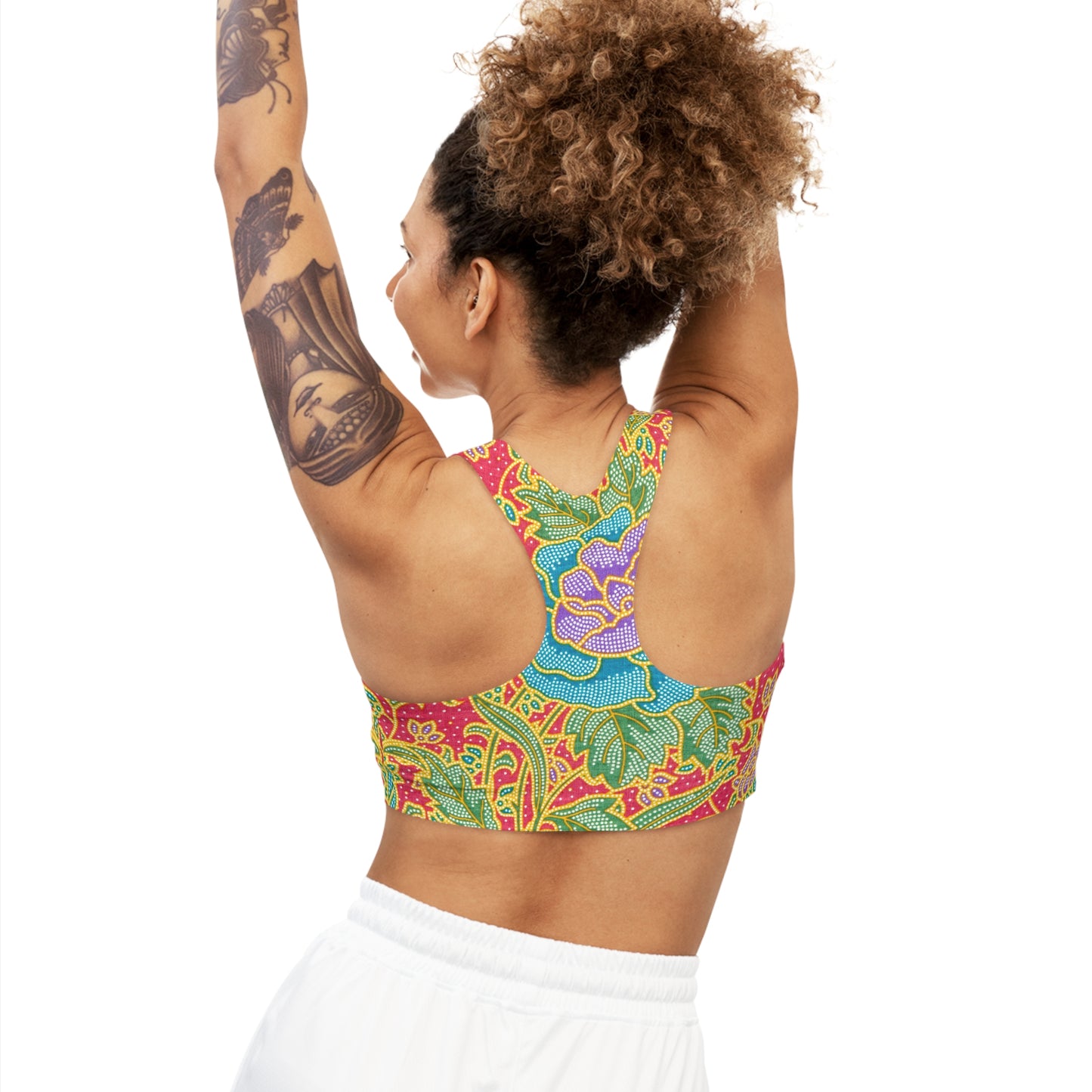 Fleurs vertes et rouges - Inovax Seamless Sports Bra