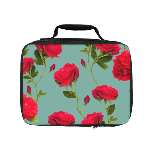 Red Flowers and blue - Inovax Lunch Bag