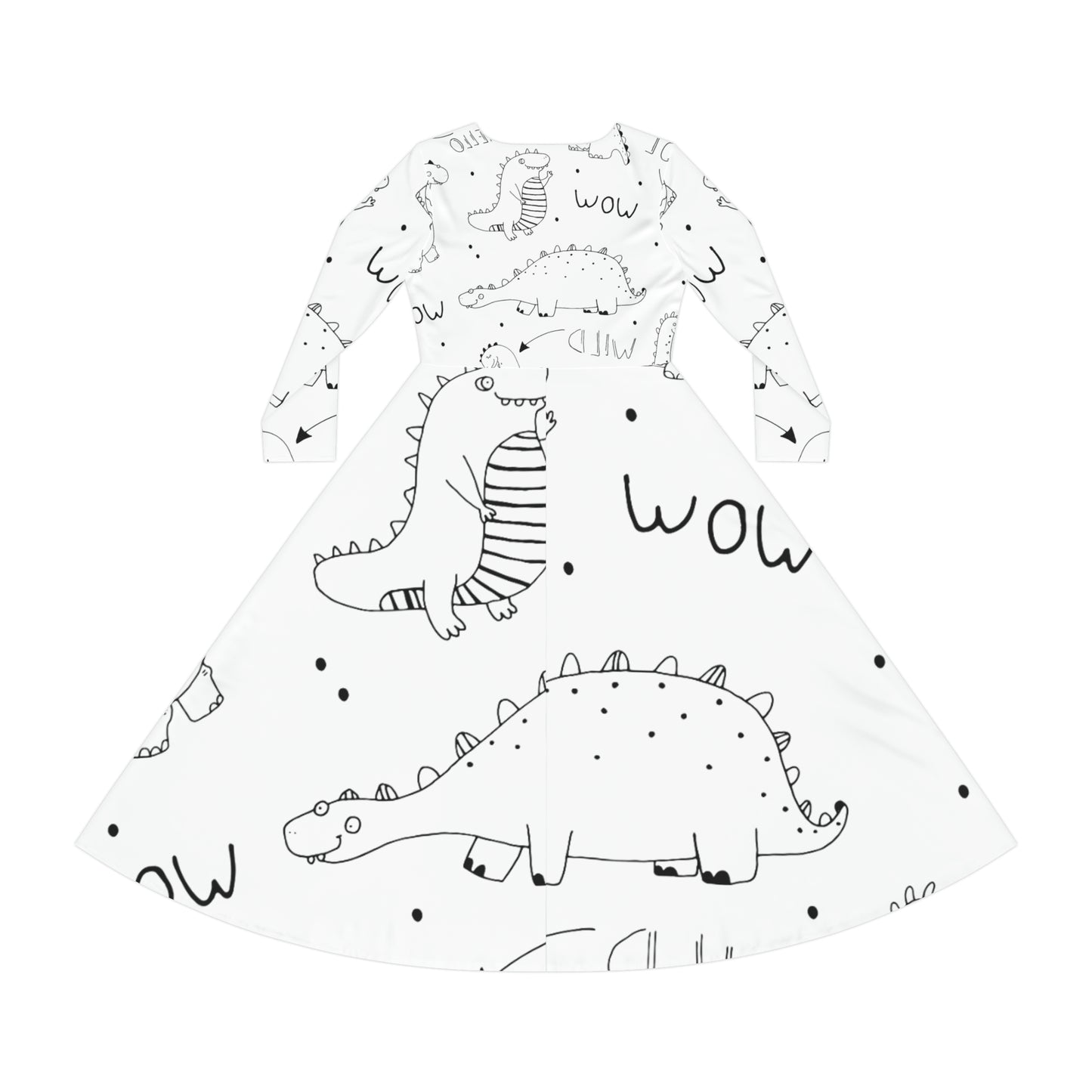 Doodle Dinosours - Vestido de baile de manga larga para mujer Inovax