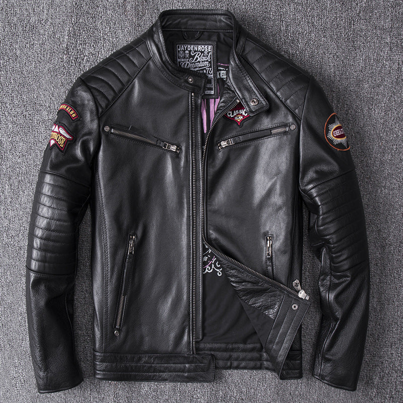 Veste de moto à col montant pour homme