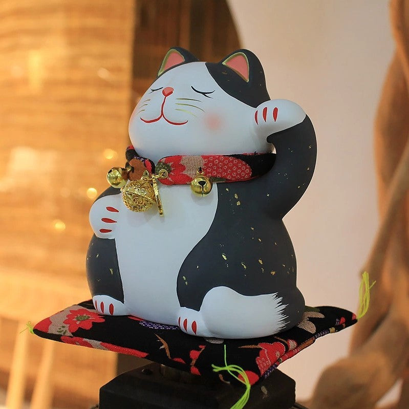 Decoración de cerámica para gatos, decoración japonesa para gatos de la suerte, bendición para mascotas, decoración para el hogar