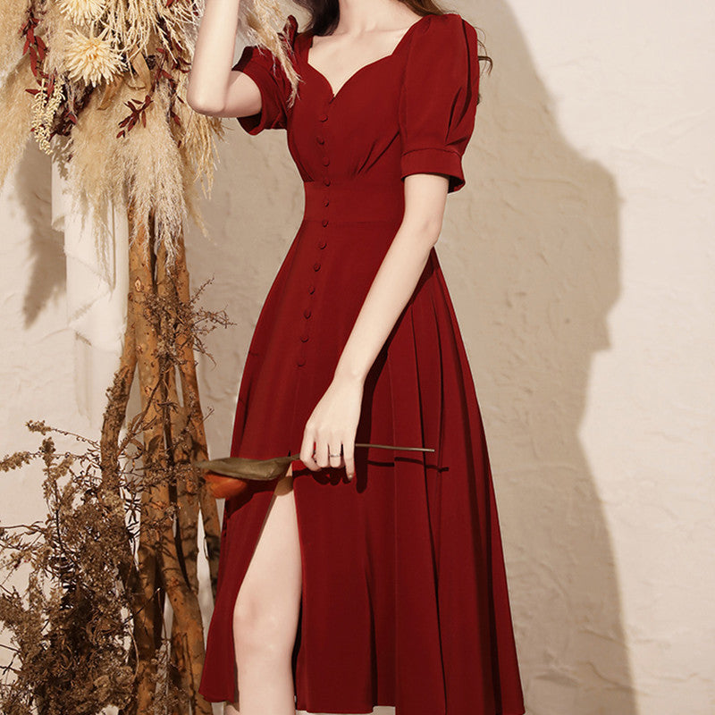 Vestido de novia rojo vino informal Toasted Clothing