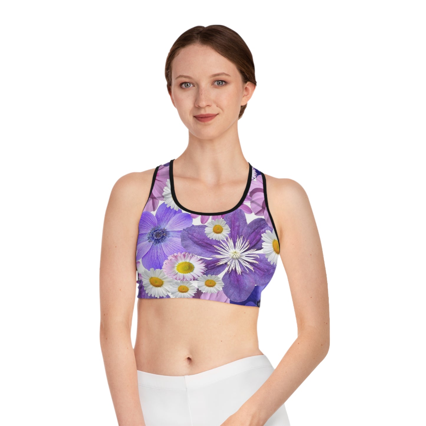 Purple Flowers - Inovax Sports Bra