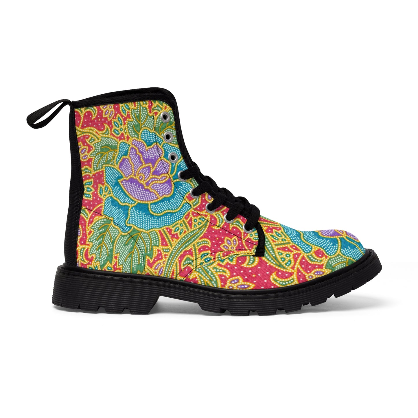 Green and red flowers - Inovax Woman's Canvas Boots