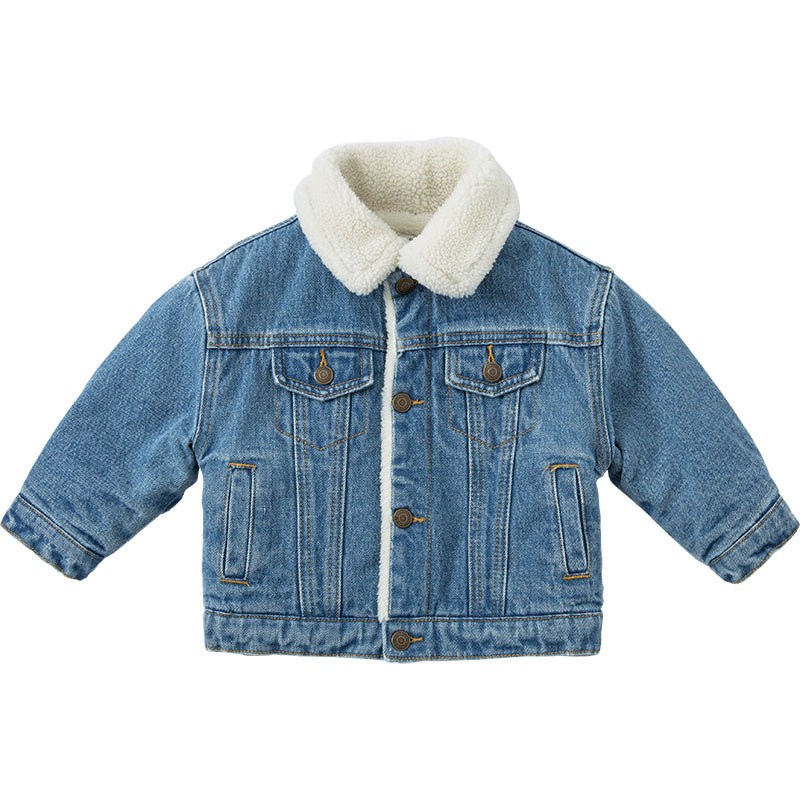 Fashion Single-breasted Denim Jacket With Velvet Lapels