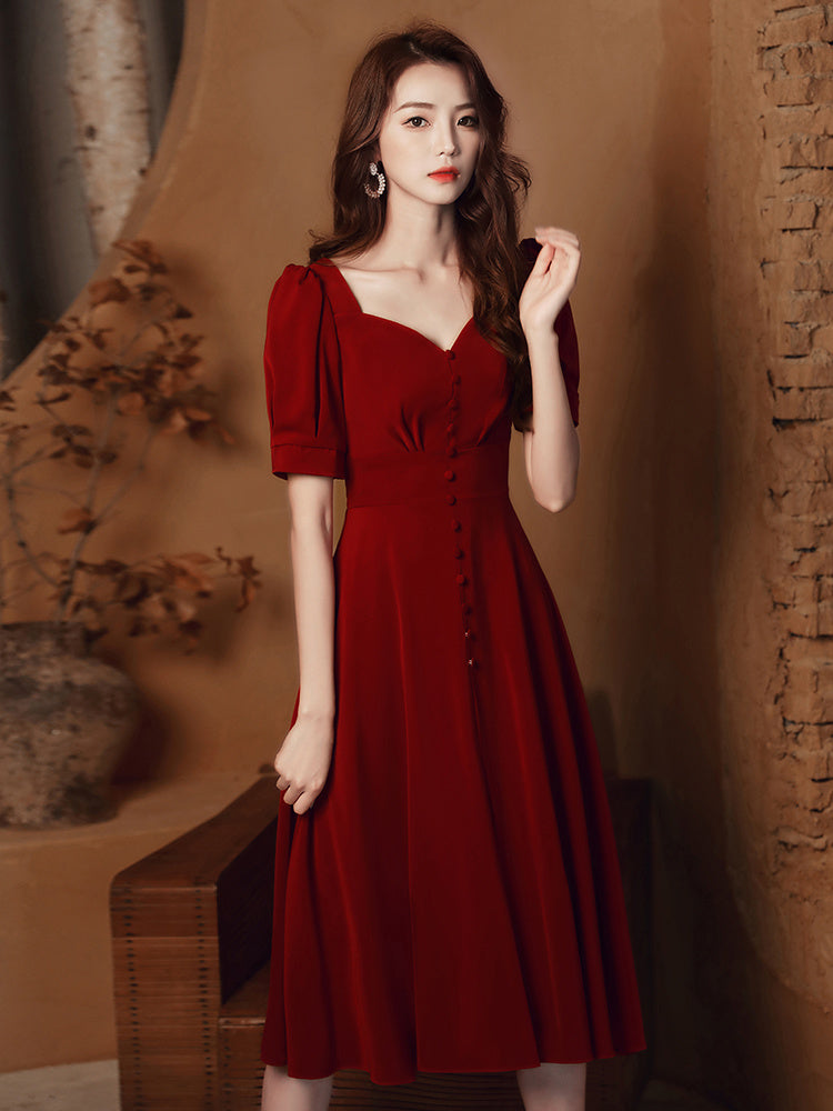 Vestido de novia rojo vino informal Toasted Clothing