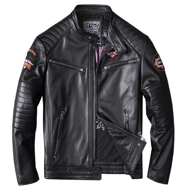 Veste de moto à col montant pour homme