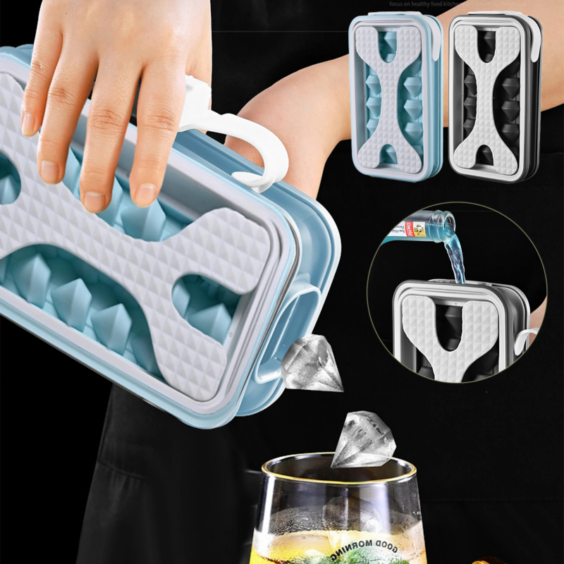 2in1 Portable Silicone boule de glace moule machine à glaçons bouteille d'eau glaçon moule bouteille créative boule de glace diamant friser été cuisine Gadgets