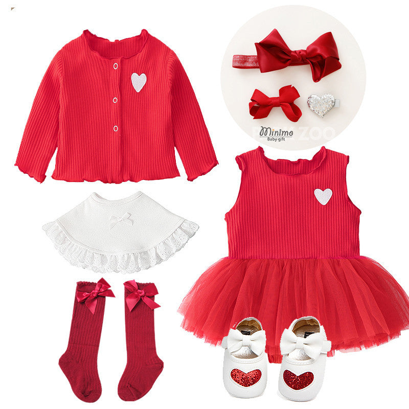 Costume de nouveau-né de vêtements de bébé de petite fille douce et mignonne de style occidental