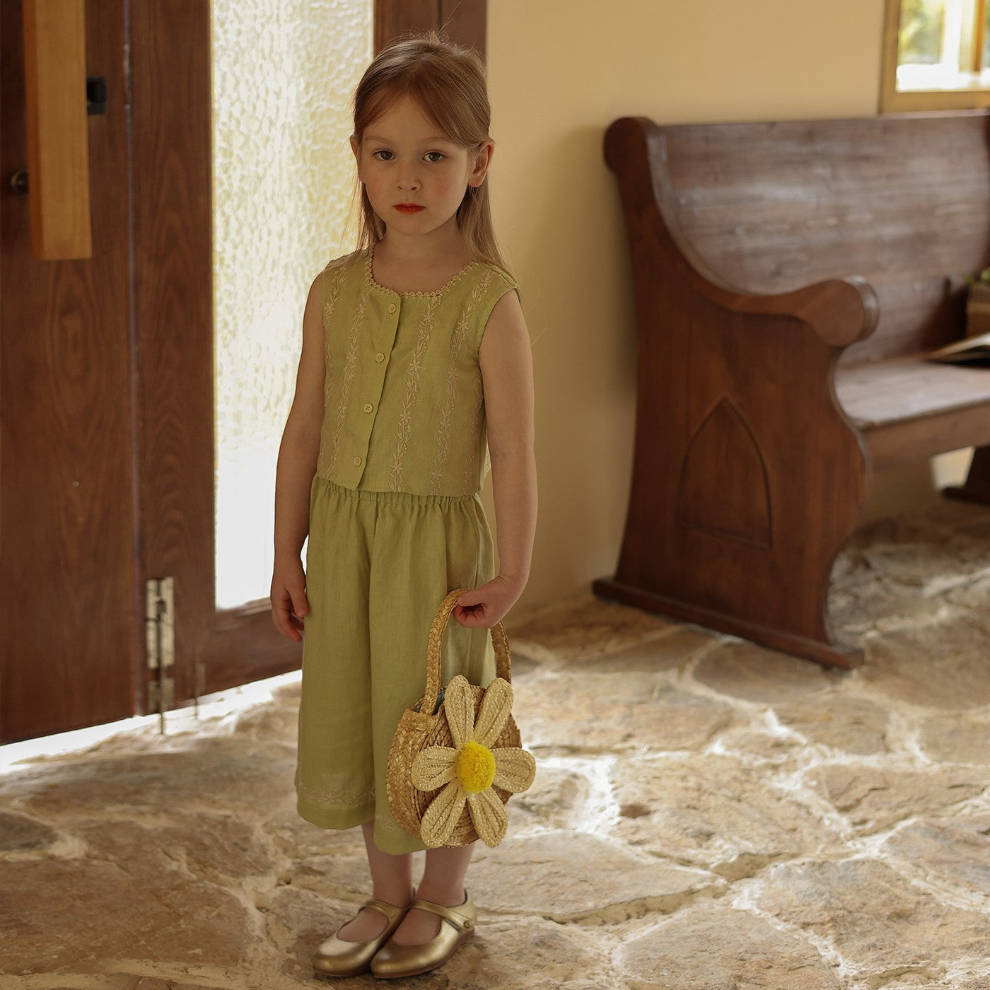 Pure Linen Vest And Pants Set For Babies