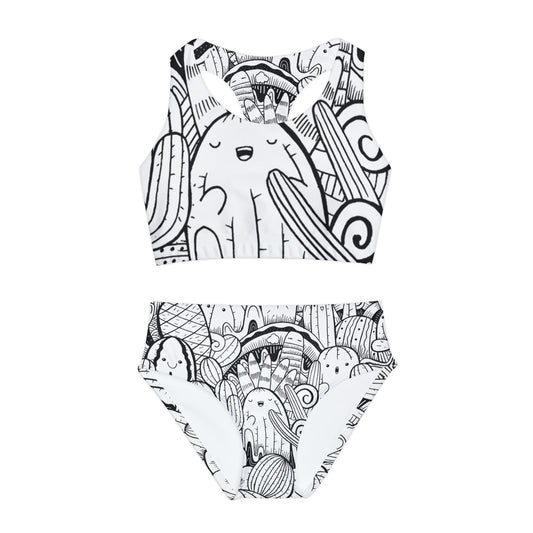 Doodle Cactus - Inovax Girls Two Piece Swimsuit