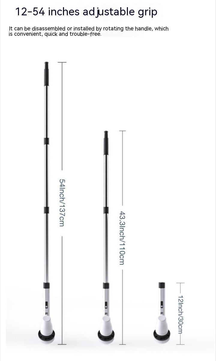 Cepillo de limpieza inalámbrico 7 en 1, mango largo, retráctil, para baño, inodoro, suelo, cepillo eléctrico