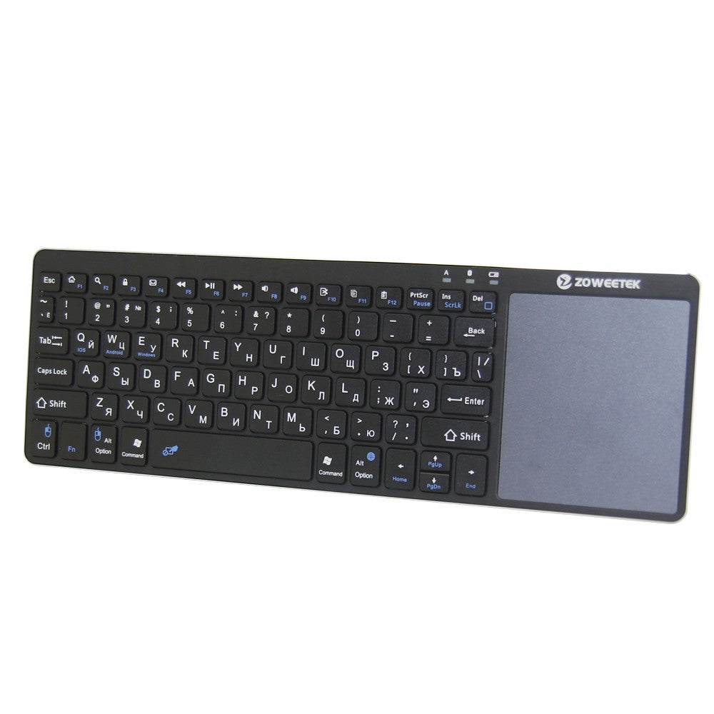 Zoweetek k12bt-1 Mini teclado inalámbrico Bluetooth panel táctil ruso inglés español para Dispositivo de Tv inteligente Pc Android Phone Pad