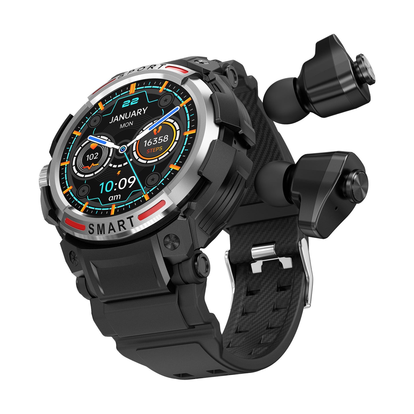 Montre intelligente TWS Bluetooth casque 2-en-1 GT100 double appel mémoire 128m