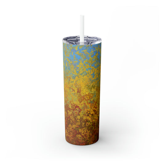 Gold and blue spots - Inovax Maars® Skinny Tumbler with Straw 20oz