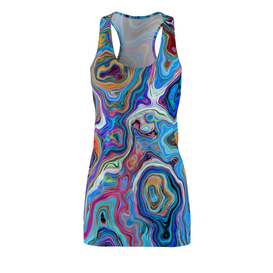 Trippy Liquid - Vestido con espalda cruzada cortado y cosido para mujer Inovax