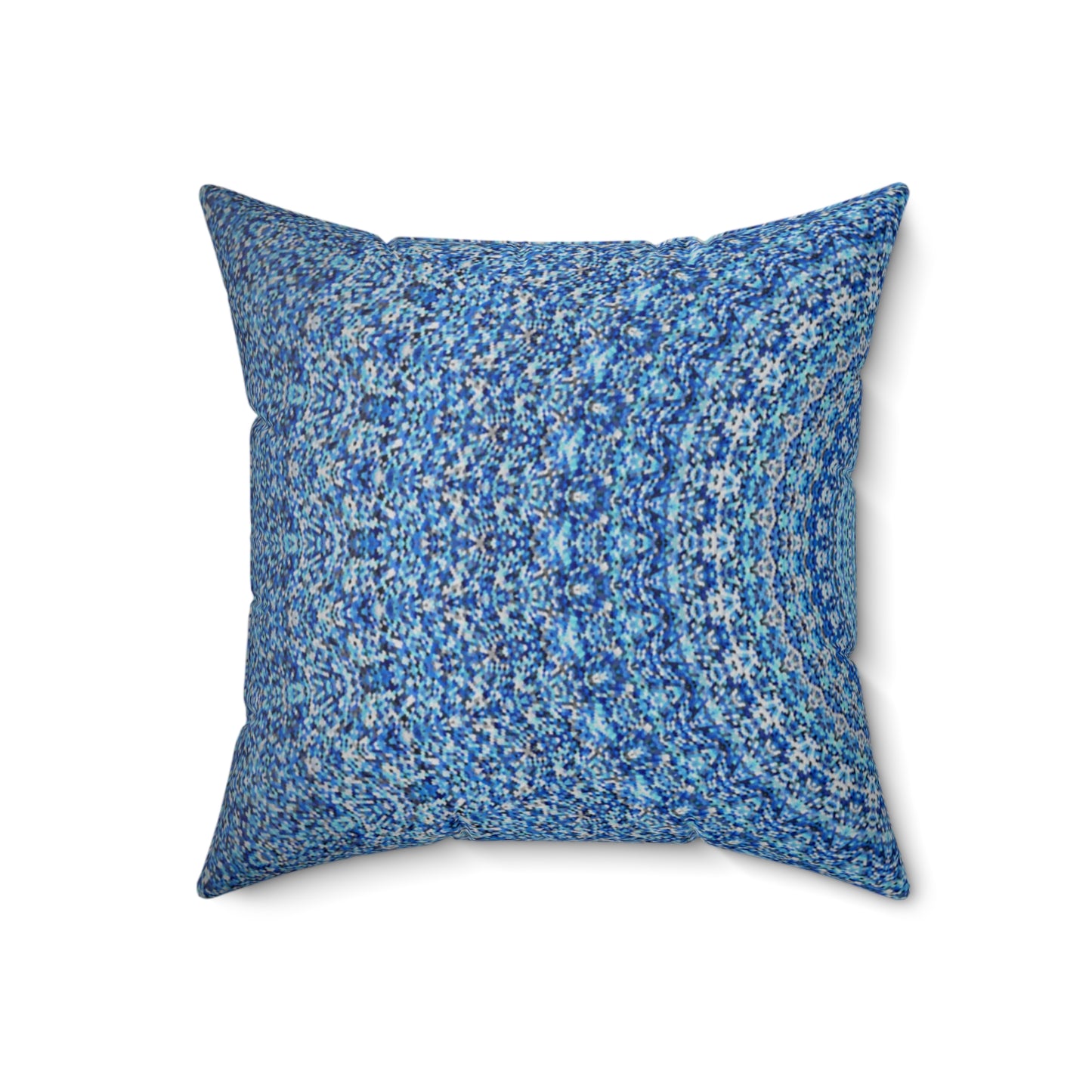 Mandala azul - Almohada cuadrada de poliéster hilado Inovax