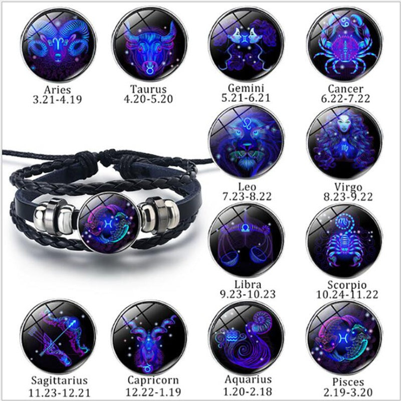 Bracelet Constellation du Zodiaque Bracelet Design Tressé Pour Hommes Femmes Enfants