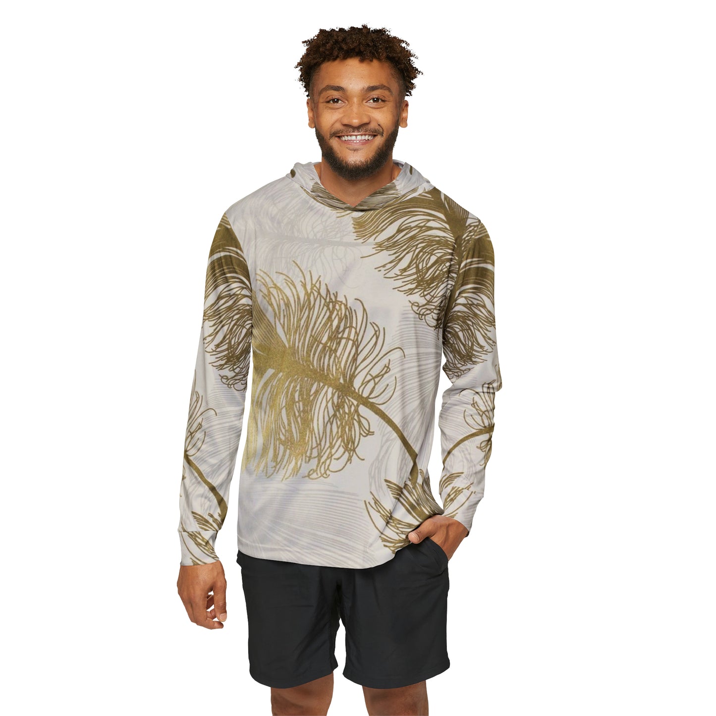 Golden Feathers - Sudadera con capucha deportiva de calentamiento para hombre