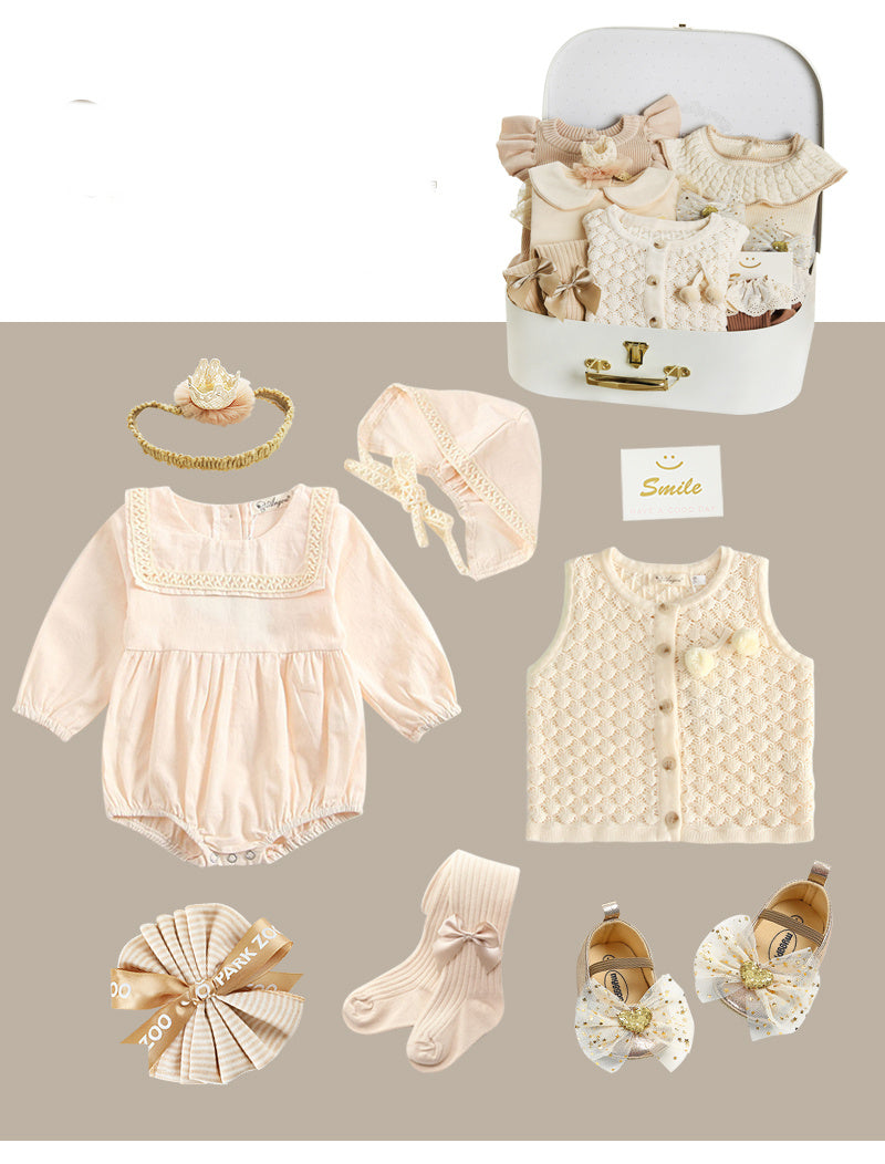 Coffret cadeau nouveau-né costume printemps et été fille bébé cadeau pleine lune