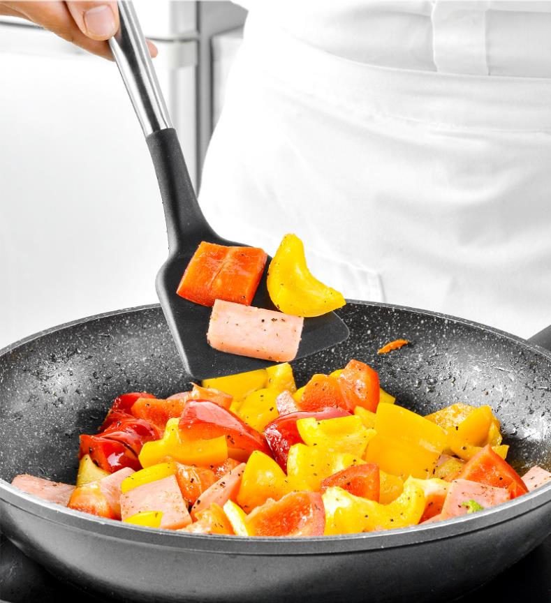 Ensemble d'ustensiles de cuisine en silicone avec poignée en tube d'acier inoxydable