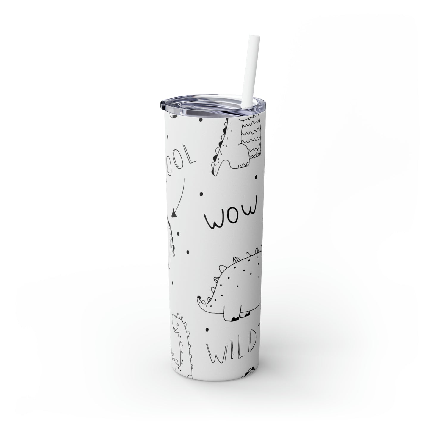 Doodle Dinosours - Vaso delgado Inovax Maars® con pajita de 20 oz