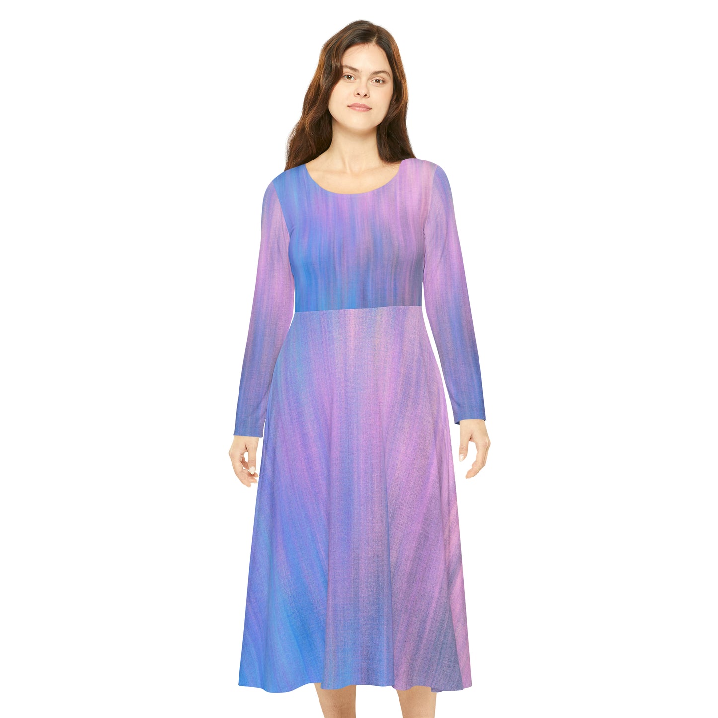 Blue & Purple Metalic - Inovax Women's Long Sleeve Dance Dress