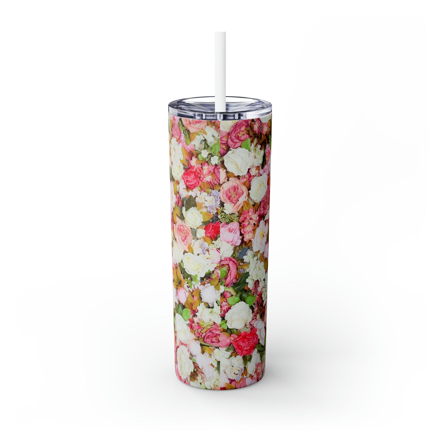 Flores rosas - Vaso delgado con pajita Inovax Maars® de 20 oz