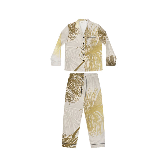 Golden Feathers - Inovax Women's Satin Pajamas